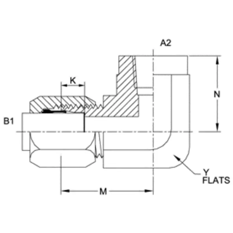 C2502-16-16-Fg : Onehydraulics 90-Degree Steel Adapter, 1-5/16-12 (-16) Flareless Bite Type Tube Compression X 1-11-1/2 (-16) Female Npt 2