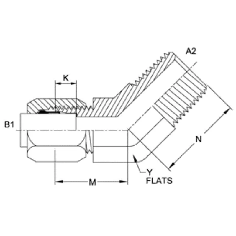 C2503-06-06-Ss : Onehydraulics 45-Degree Stainless Adapter, 9/16-18 (-06) Flareless Bite Type Tube Compression X 3/8-18 (-06) Male Npt 2