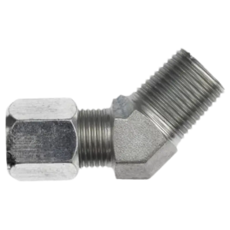 C2503-08-08-Ss : Onehydraulics 45-Degree Stainless Adapter, 3/4-16 (-08) Flareless Bite Type Tube Compression X 1/2-14 (-08) Male Npt 1