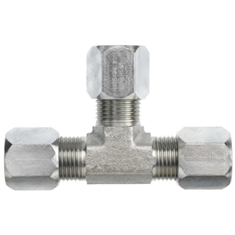 C2603-08-08-08-Ss : Onehydraulics Tee Stainless Adapter, 3/4-16 (-08) Flareless Bite Type Tube Compression Union 1