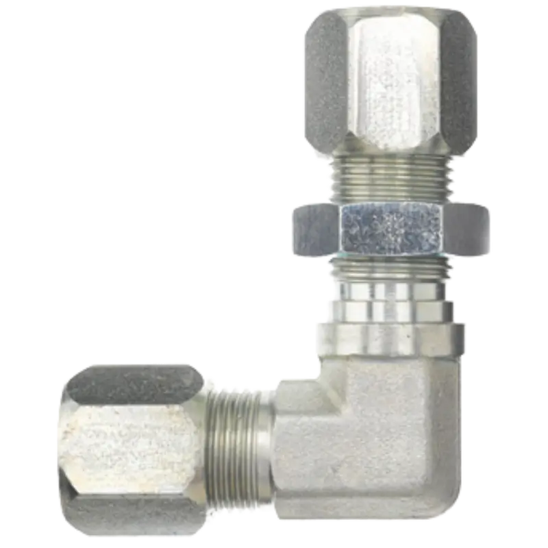 C2701-04-04-Fg : Onehydraulics 90-Degree Steel Bulkhead Union, 7/16-20 (-04) Flareless Bite Type Tube Compression Union 1
