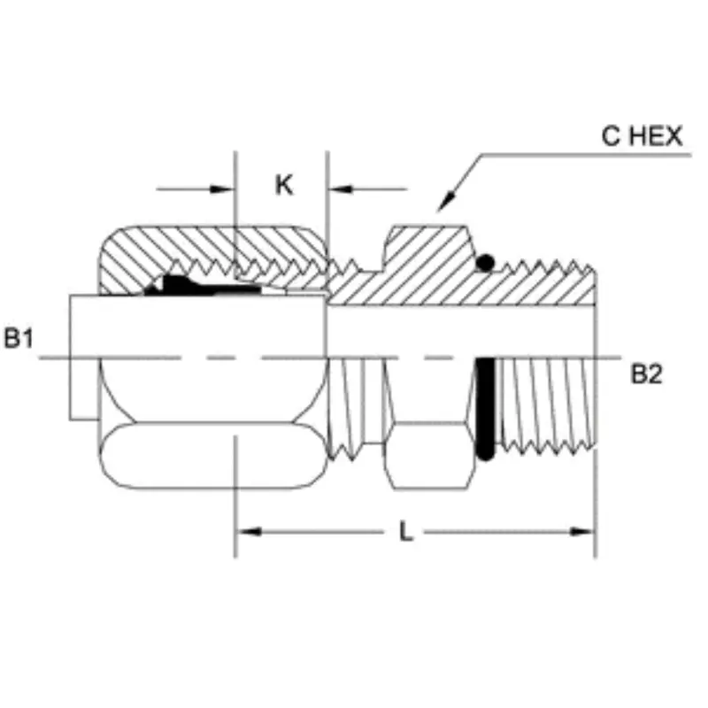C6400-06-06-O-Ss : Onehydraulics Straight Stainless Adapter, 9/16-18 (-06) Flareless Bite Type Tube Compression X 9/16-18 (-06) Male Orb 2