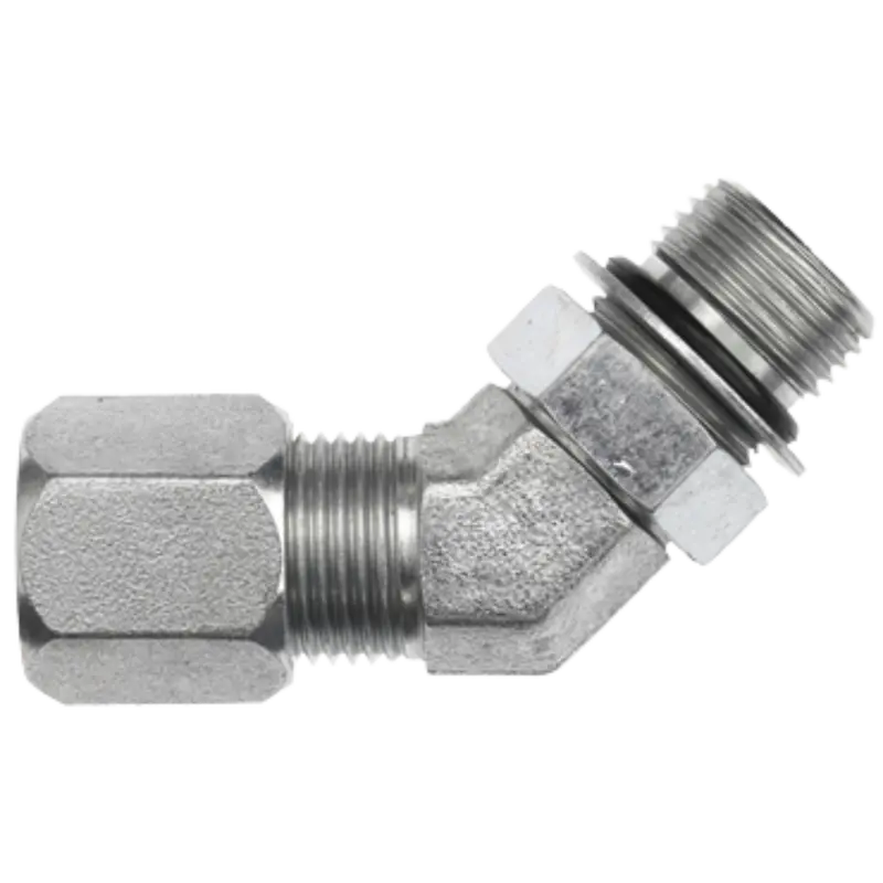 C6802-04-04-Nwo-Fg : Onehydraulics 45-Degree Steel Adapter, 7/16-20 (-04) Flareless Bite Type Tube Compression X 7/16-20 (-04) Male Orb 1