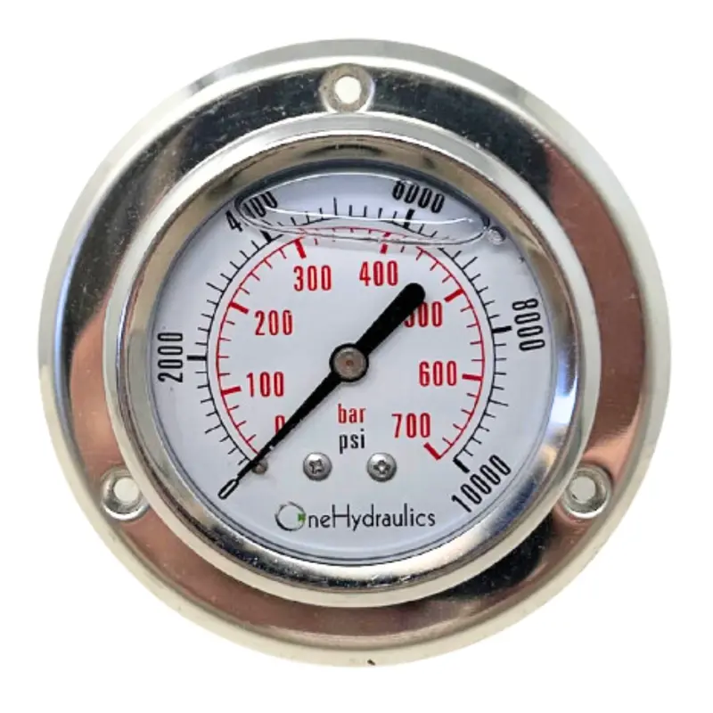 Cf1p-700E-Fire : Fire Sale Dynamic Cf Series 2.5 Face Pressure Gauge, 0-10,000Psi Pressure Range, 1/4 Npt,Panel Flange, Onehydraulics Logo - All Sales Final 1