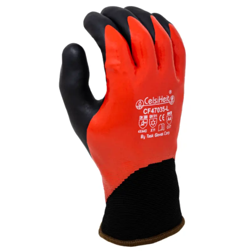 Cf47035 : Double Dipped, Red Smooth Nitrile Fully Coated, Black Foam Nitrile Palm Coated, 13 Gauge Hdpe Shell, 7 Gauge Acrylic Terry Lined, Ansi Cut A4, 12-Pack 2