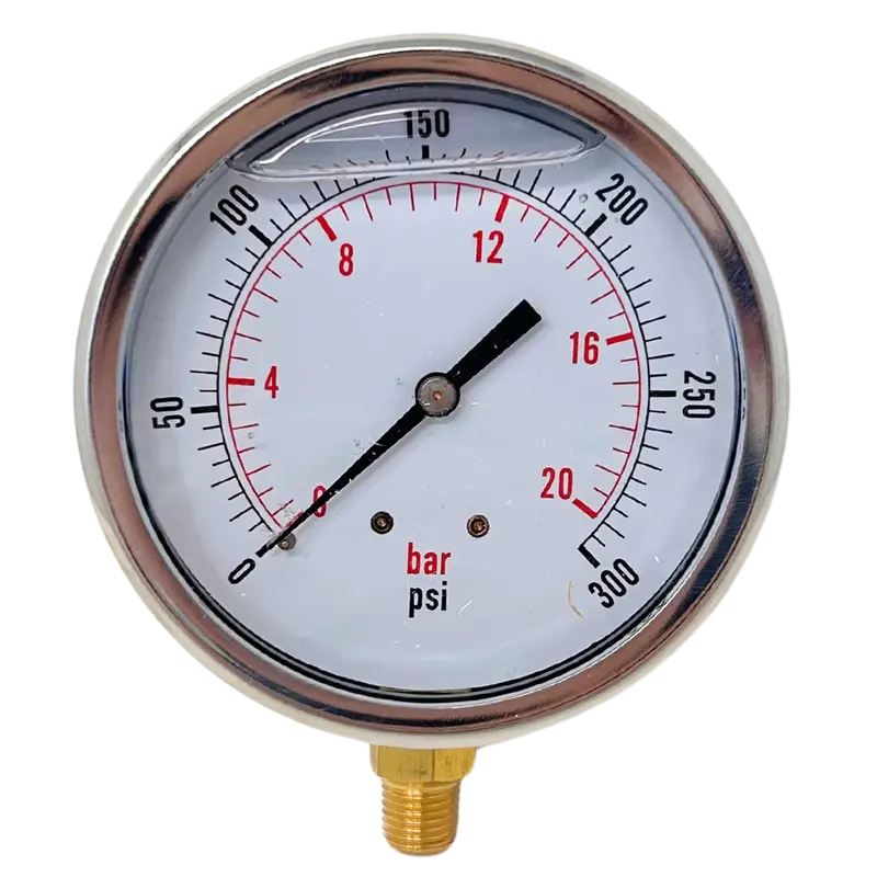Cfc2p-020A-Fire : Fire Sale Dynamic, Pressure Gauge, Glycerine-Filled, 4" Face, 0-300 Psi, Stem Mount, 304 Stainless Steel Case - All Sales Final 1