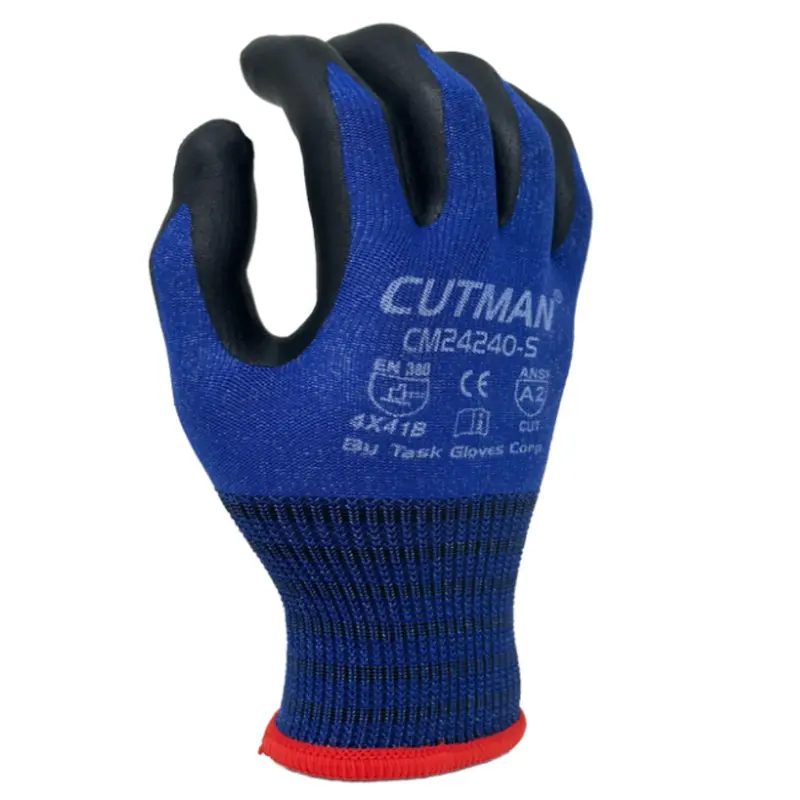 Cm24240 : Cutman 15 Gauge Blue Nylon W/ Glass Fiber Shell, Black Foam Nitrile Palm Coated, Touchscreen Compatible, Ansi Cut A2, 12-Pack 3