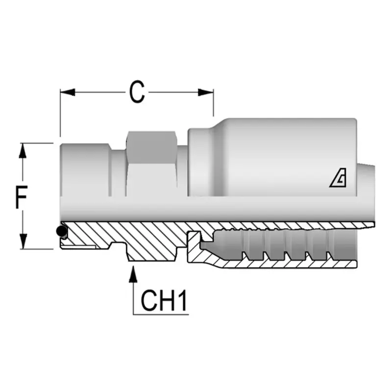 D-0606-Mofs : Alfagomma Straight Steel Fitting, 3/8 (-06) Hose X 11/16-16 (-06) Male Orfs 1