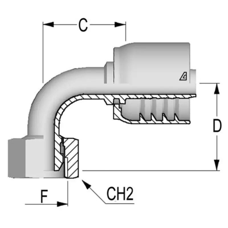 D-1010-Fbo9 : Alfagomma 90-Degree Steel Fitting, 5/8 (-10) Hose X 5/8-14 (-10) Female Bsp Swivel With O-Ring 1
