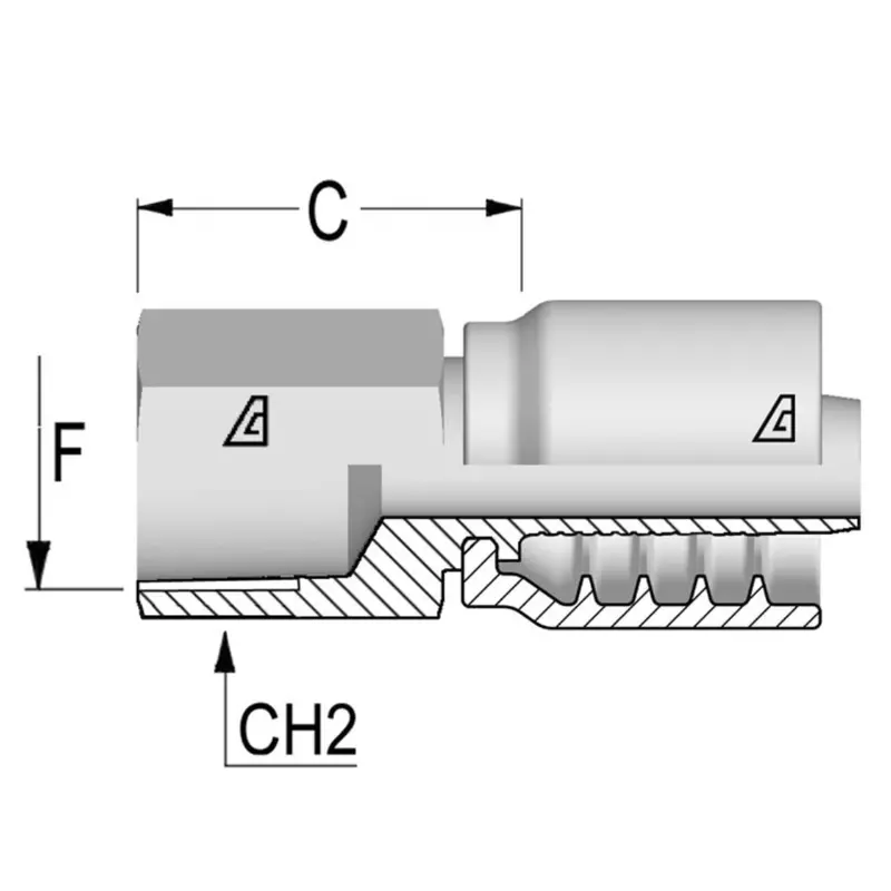D-1212-Fnpr : Alfagomma Straight Steel Fitting, 3/4 (-12) Hose X 3/4-14 (-12) Female Nptf 1