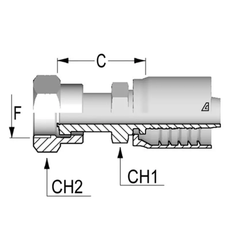 D-1212-Fofs : Alfagomma Straight Steel Fitting, 3/4 (-12) Hose X 1 3/16-12 (-12) Female Orfs 1