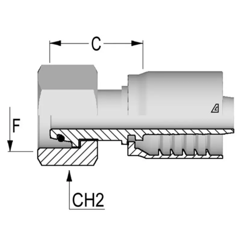 D-1236-Fmoh : Alfagomma Straight Steel Fitting, 3/4 (-12) Hose X M36x2 (-S28) Female Heavy Duty Din Tube With O-Ring 1