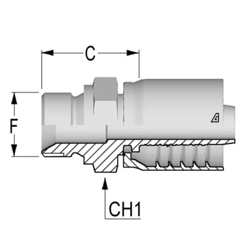 D-1616-Mbpp : Alfagomma Straight Steel Fitting, 1 (-16) Hose X 1-11 (-16) Male Bsp 1
