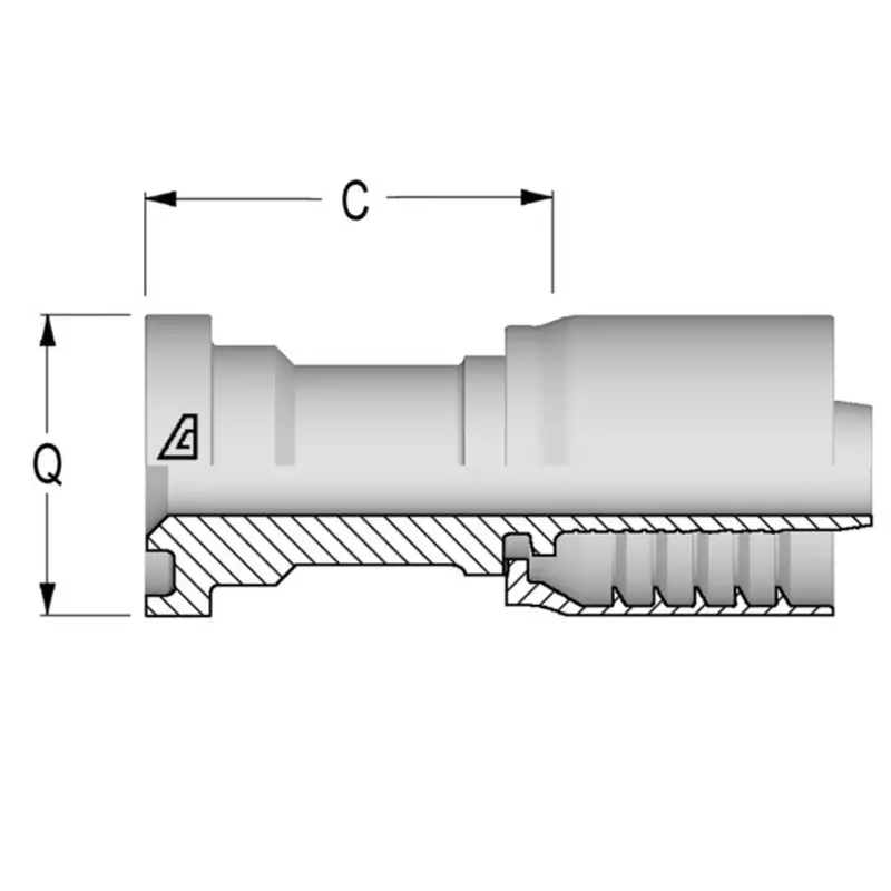 D-2432-C61s : Alfagomma Straight Steel Fitting, 1 1/2 (-24) Hose X 2" (-32) Code 61 Flange, 3000Psi 1