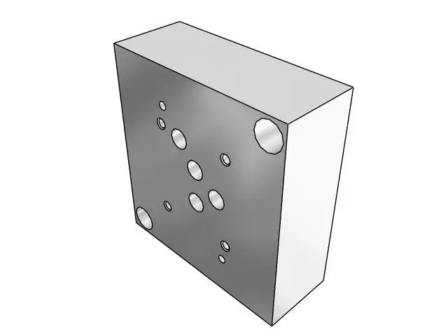 Dd05hspb12s : Daman Subplate, Ductile Iron, 5000Psi, D05 (Ng10) Hi Flow Valve Pattern, Back Ported, #12 Sae (3/4"), No Relief 1