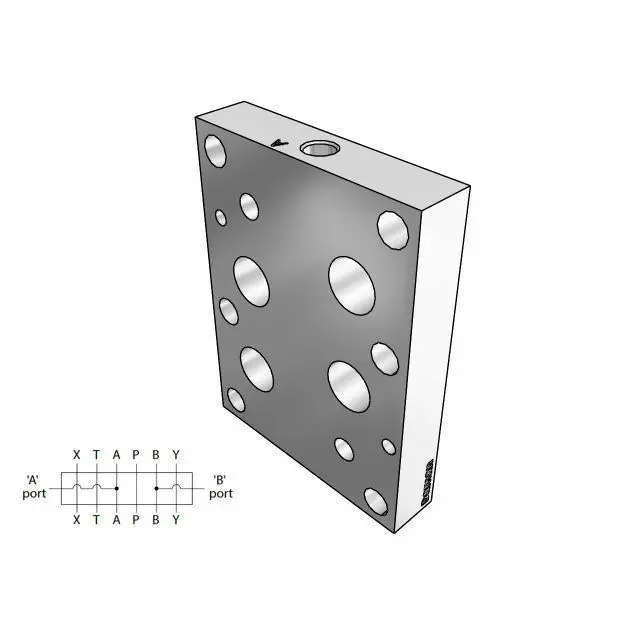 Dd08tpab4p : Daman Subplate, Ductile Iron, 5000Psi, D08 (Ng25), A And B Ports Tapped, 1/4" Npt 1