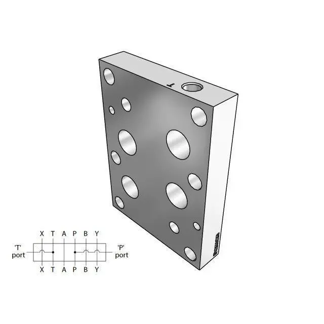 Dd08tppt4p : Daman Subplate, Ductile Iron, 5000Psi, D08 (Ng25), P And T Ports Tapped, 1/4" Npt 1