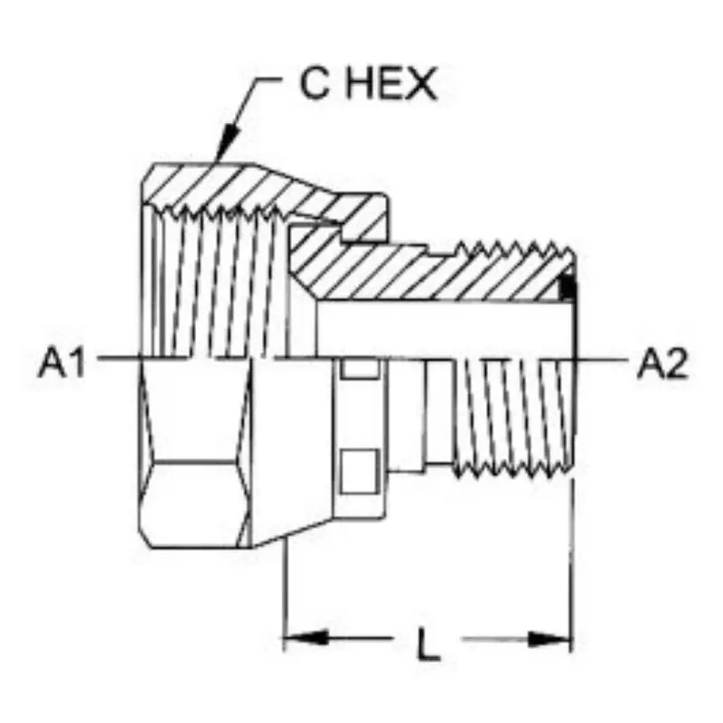 Fs2406-06-04 : Onehydraulics Straight Steel Swivel Adapter, 11/16-16 (-06) Female Orfs X 9/16-18 (-04) Male Orfs, 9200Psi 2