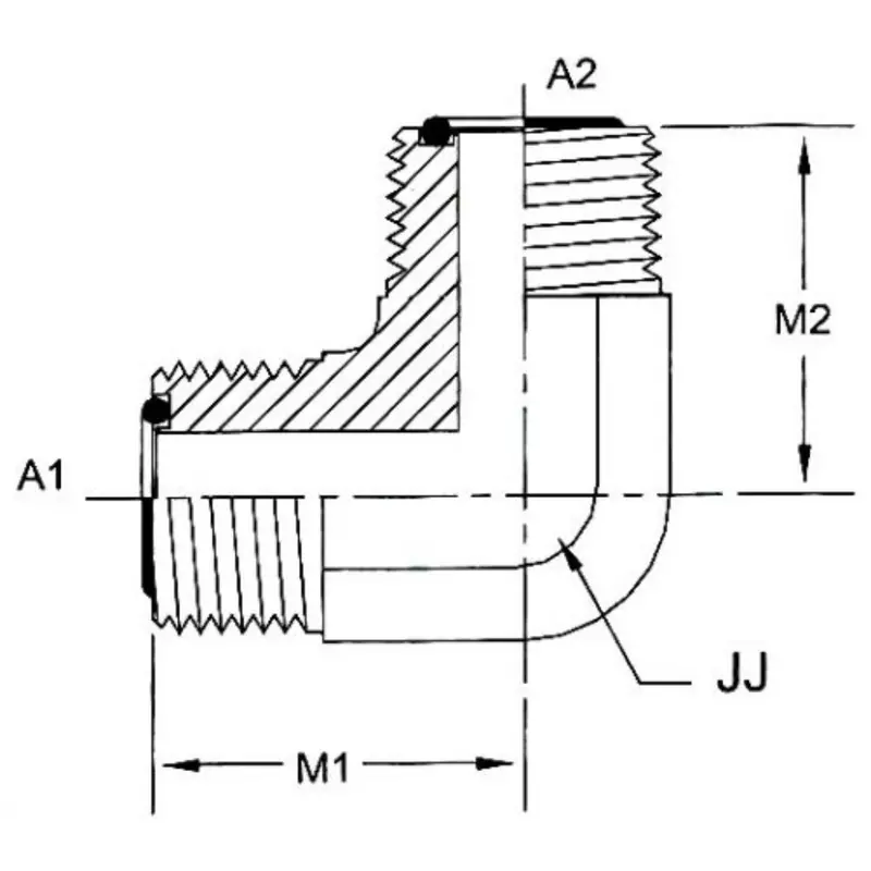Fs2500-08-08-Fg : Onehydraulics 90-Degree Steel Adapter, 13/16-16 (-08) Male Orfs X 13/16-16 (-08) Male Orfs, 9200Psi 2