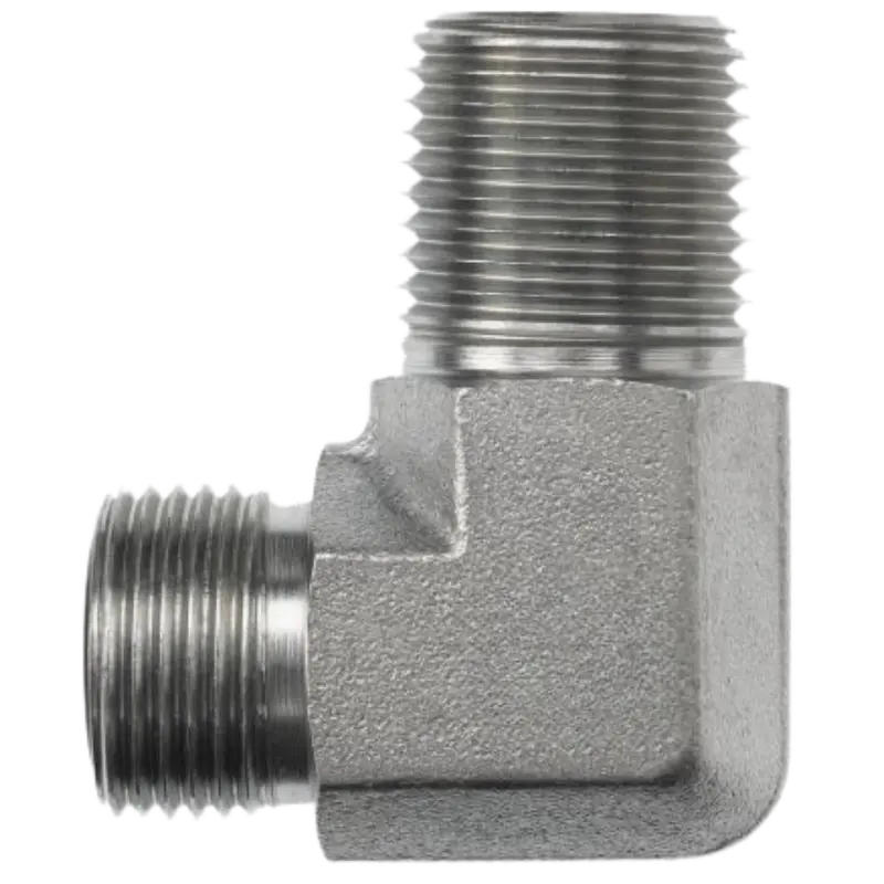 Fs2501-04-02-Fg : Onehydraulics 90-Degree Steel Adapter, 9/16-18 (-04) Male Orfs X 1/8-27 (-02) Male Nptf, 6000Psi 1
