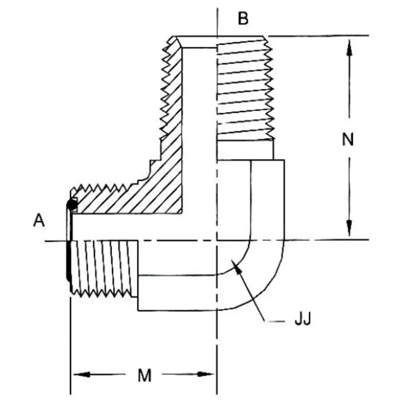 Fs2501-16-16-Fg : Onehydraulics 90-Degree Steel Adapter, 1-7/16-12 (-16) Male Orfs X 1-11-1/2 (-16) Male Nptf, 4500Psi 2