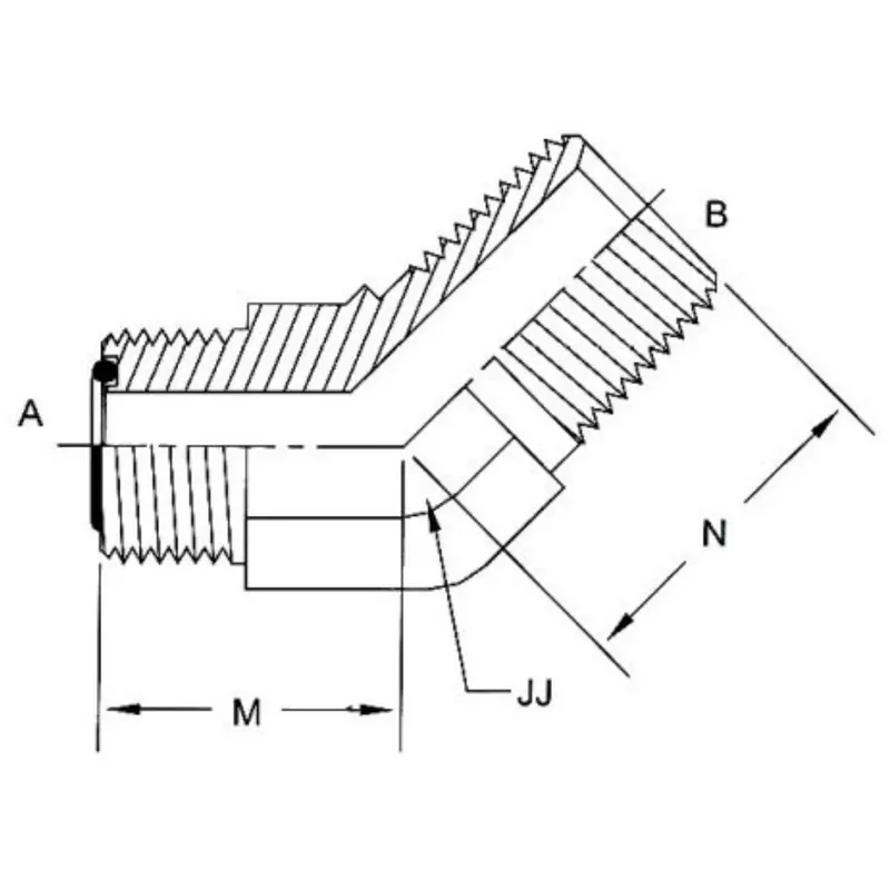 Fs2503-10-08-Fg : Onehydraulics 45-Degree Steel Adapter, 1-14 (-10) Male Orfs X 1/2-14 (-08) Male Npt, 6000Psi 2