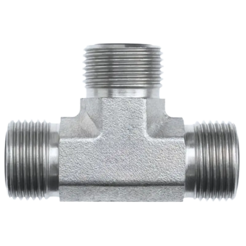 Fs2603-08-08-08-Fg : Onehydraulics Tee Steel Adapter, 13/16-16 (-08) Male Orfs X 13/16-16 (-08) Male Orfs X 13/16-16 (-08) Male Orfs, 9200Psi 1