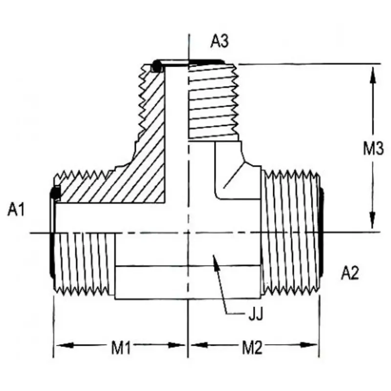 Fs2603-32-32-32-Fg : Onehydraulics Tee Steel Adapter, 2-1/2-12 (-32) Male Orfs X 2-1/2-12 (-32) Male Orfs X 2-1/2-12 (-32) Male Orfs 2