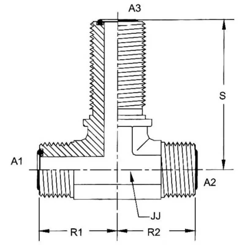 Fs2703-04-04-04-Fg : Onehydraulics Bulkhead Branch Tee Steel Adapter, 9/16-18 (-04) Male Orfs X 9/16-18 (-04) Male Orfs X 9/16-18 (-04) Male Orfs, 9200Psi 2