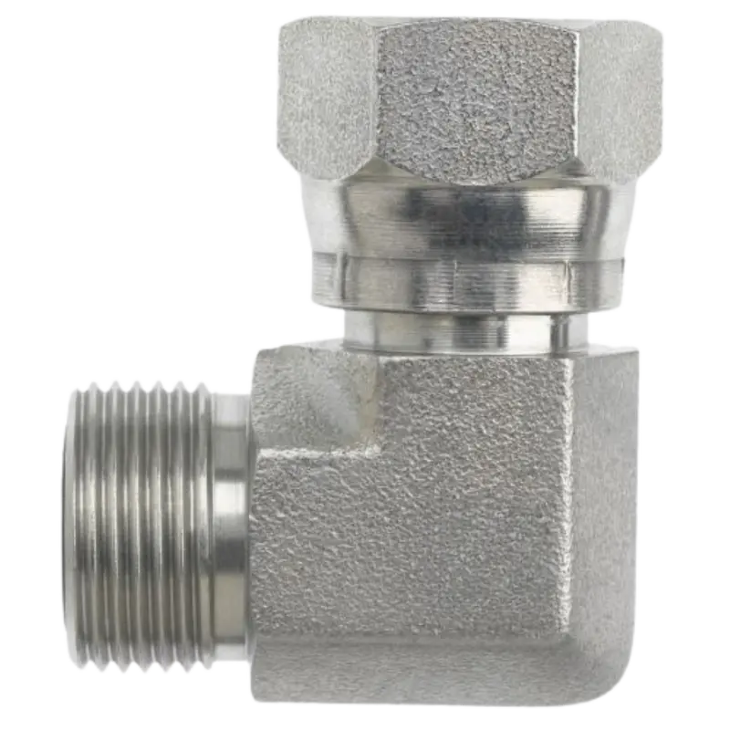 Fs6500-06-06-Fg : Onehydraulics 90-Degree Steel Adapter, 11/16-16 (-06) Male Orfs X 11/16-16 (-06) Female Orfs Swivel, 9200Psi 1