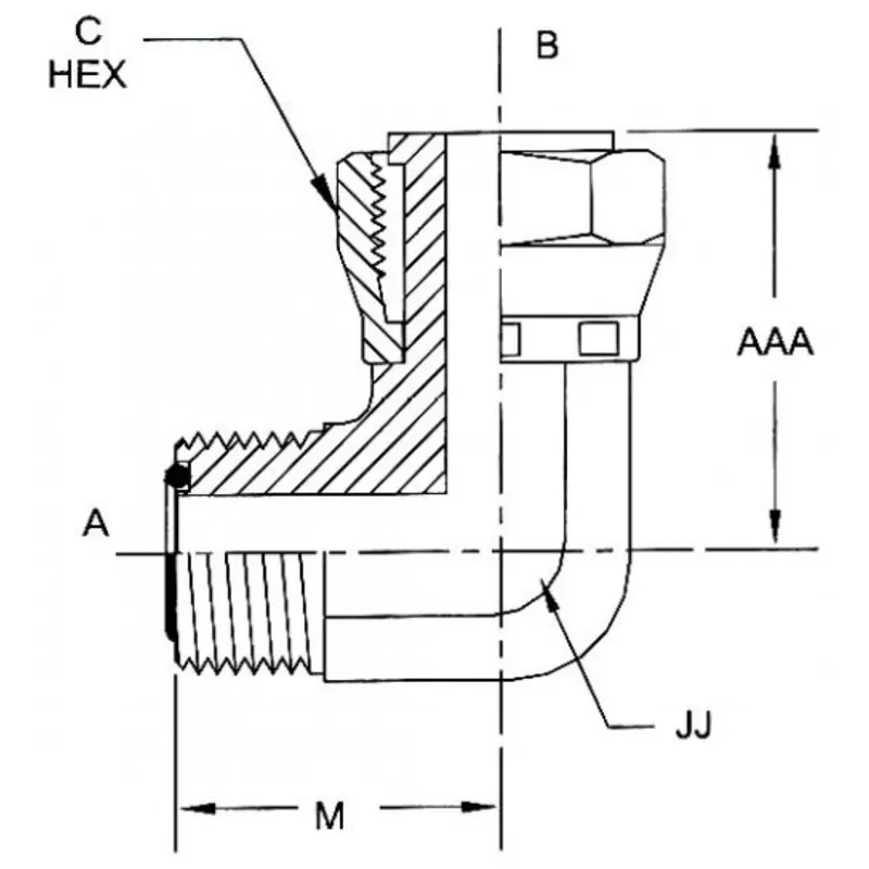 Fs6500-10-10-Fg : Onehydraulics 90-Degree Steel Adapter, 1-14 (-10) Male Orfs X 1-14 (-10) Female Orfs Swivel, 6000Psi 2