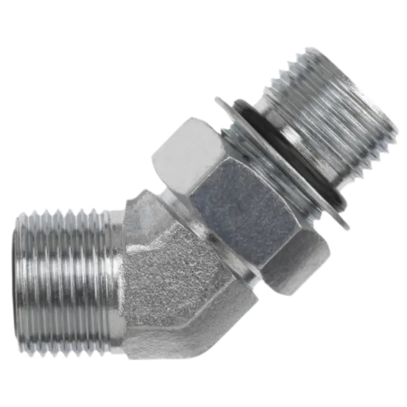 Fs6802-16-16-Nwo-Fg : Onehydraulics 45-Degree Steel Adapter, 1-7/16-12 (-16) Male Orfs X 1-5/16-12 (-16) Male Adjustable Orb, 4000Psi 1
