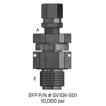 Gv10k-S01 : Sfp Gas Valve Assy (2.5-15 Gal, 10K Psi)  Std. Valve, 1/2"-20 Face Seal 1