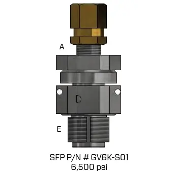 Gv6k-S01 : Sfp Gas Valve Assy (2.5-15 Gal, 5K Psi) Std. Valve 1/2"-20 Face Seal 1