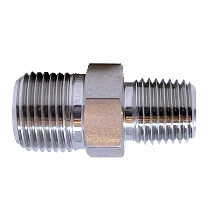 Ihrn 6-4N : Superlok Straight Stainless Instrumentation Hex Reducing Nipple, 3/8-18 (-06) Male Npt X 1/4-18 (-04) Male Npt, 8000Psi 1