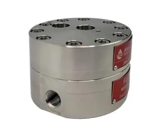 Jvm20tctns : Aw-Lake 6000Psi 303 Stainless Steel / Din 1.4305 Positive Displacement Gear Flow Meter, 0.25 (1/4") Npt Process Port, 2X M14x1.5 Electrical Port, 0.02 To 2.0 Gpm 1