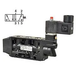 K71ea00ks6k32 : Norgren Nugget 200 Series 120Vac Two-Position, Five-Way Locking Solenoid Actuated, Spring Return, 3/8 Inch Npt P 1