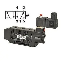 K71fa00ks6kv21w2 : Norgren Nugget 200 Series 24Vdc Two-Position, Five-Way Locking Solenoid Actuated, Spring Return 1/2 Inch Npt 1