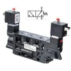 K81ea00kv0kv0 : Norgren Nugget 200 Series 120Vac 3-Position, 5-Way Locking Solenoid Actuated, Solenoid Return 3/8 Inch Npt Porte 1