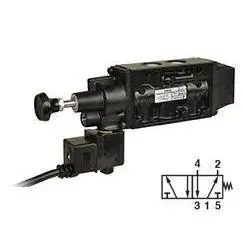 K910019 : Norgren Nugget 200 Series 12Vdc Connector Up Two-Position, Five-Way With Extended Manual Overide Solenoid Actuated, Sp 1