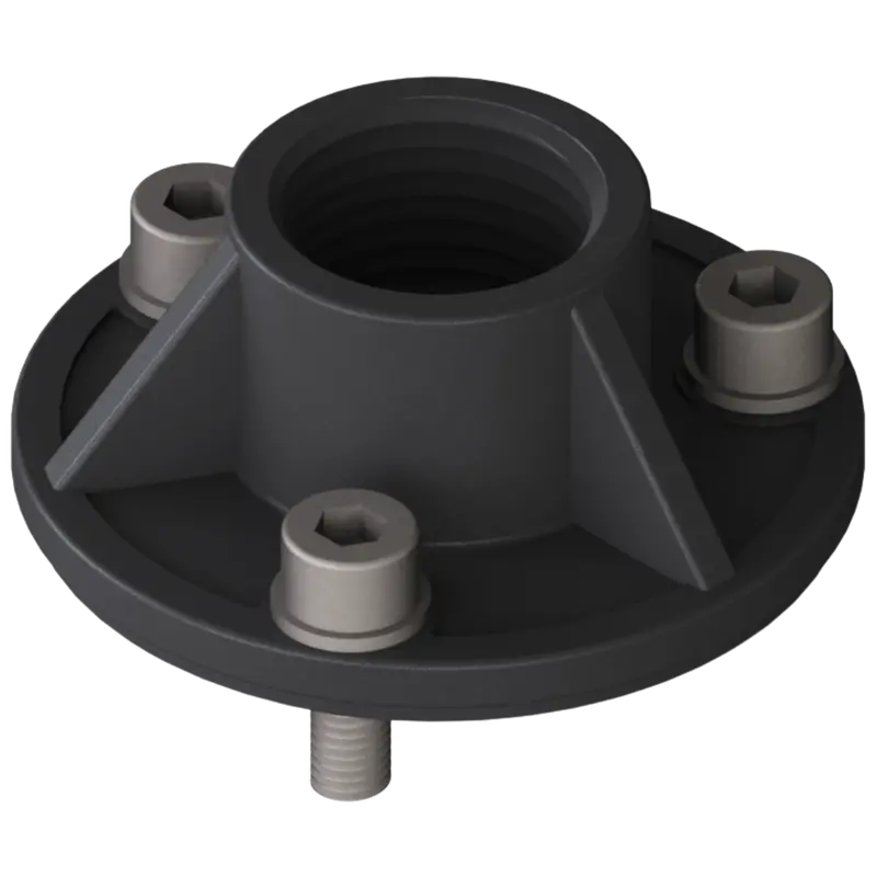 Lk41 Pa 1/2"F : Giebel Flange Adapter With 3X M5 Screws And Gasket, 41Mm Bolt Circle, Pa6 Gf30 Reinforced Nylon, Nbr Seals, 1/2" Female Npt Connection 1