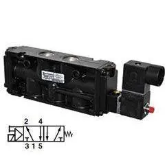 Mn01cga35ajpa : Norgren Nugget 500 Series 24Vdc Two-Position, Five-Way Non-Locking Solenoid Actuated, Air-Assisted Spring Return 1