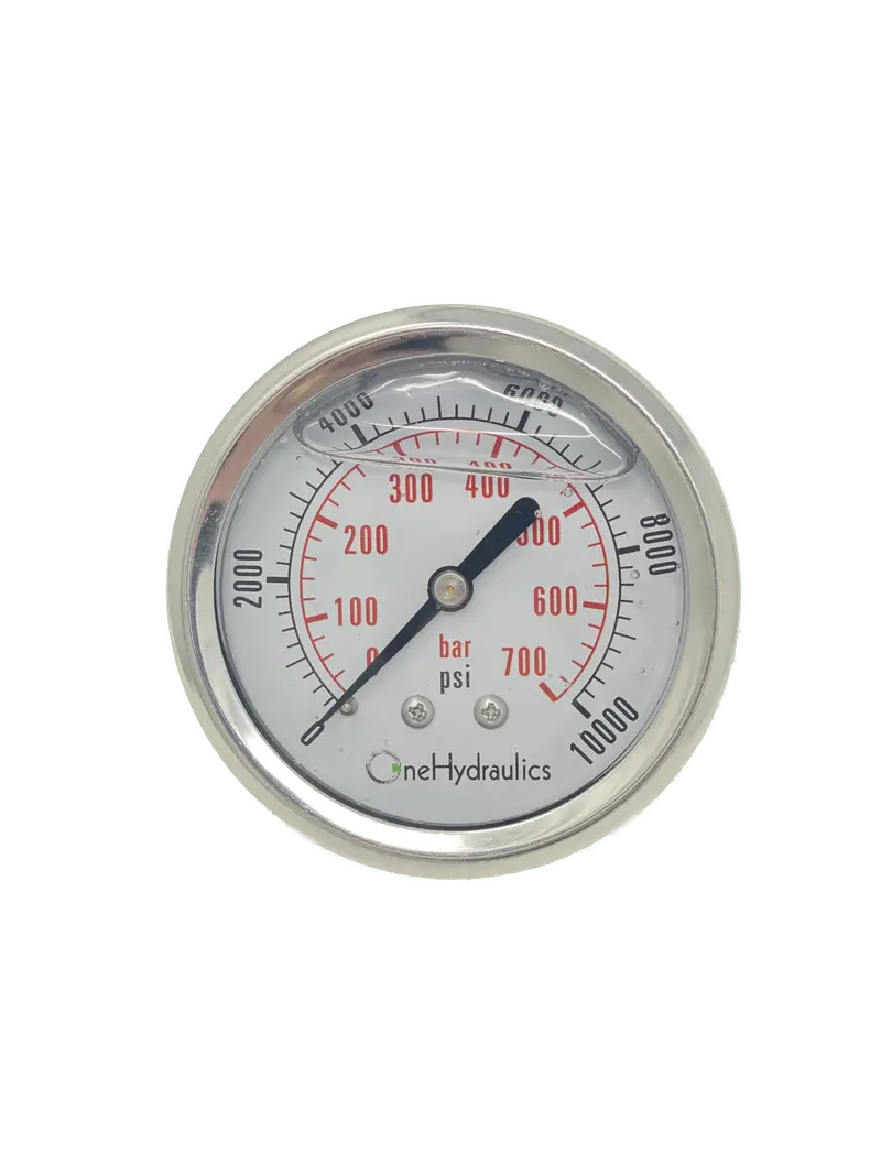 Ohi-G-2.5-10K-C : Onehydraulics 2.5 Face Pressure Gauge, 0-10,000Psi Pressure Range, 1/4 Npt, Center Back 1