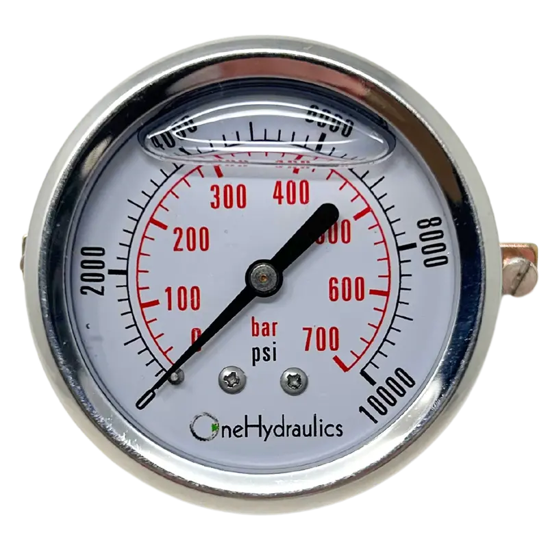 Ohi-G-2.5-10K-U-Fire : Fire Sale Cf1p-700B-Ohi : Dynamic Cf Series 2.5 Face Pressure Gauge, 0-10,000Psi Pressure Range, 1/4 Npt, Panel Clamp Style, Onehydraulics - All Sales Final 1