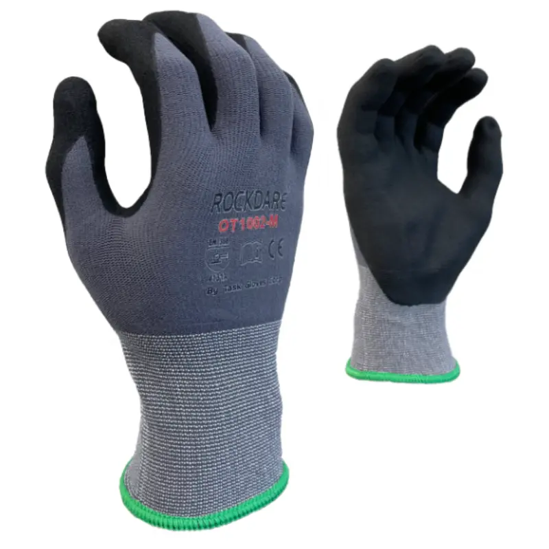 Ot1002 : Rockdare 15 Gauge Gray Nylon Shell, Black Micro-Foam Nitrile Palm Coated, Touchscreen Compatible, Fda 21 Cfr 177.1520 Compliant, 12-Pack 1
