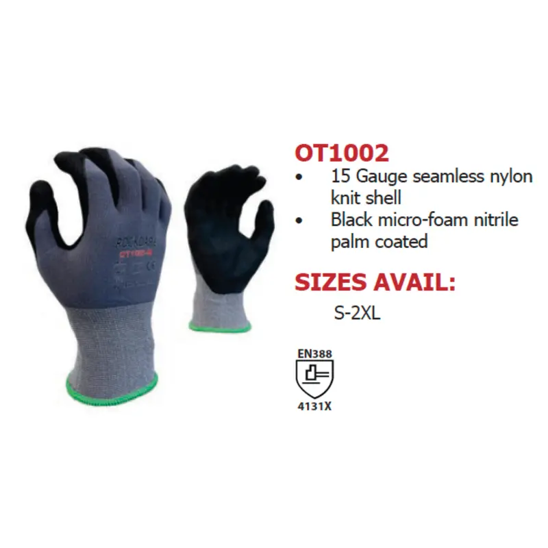 Ot1002 : Rockdare 15 Gauge Gray Nylon Shell, Black Micro-Foam Nitrile Palm Coated, Touchscreen Compatible, Fda 21 Cfr 177.1520 Compliant, 12-Pack 4
