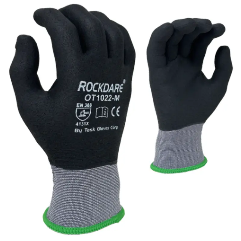 Ot1022 : Rockdare 15 Gauge Gray Nylon Shell, Black Micro-Foam Nitrile Fully Coated, Touchscreen Compatible, Fda 21 Cfr 177.1520 Compliant, 12-Pack 1