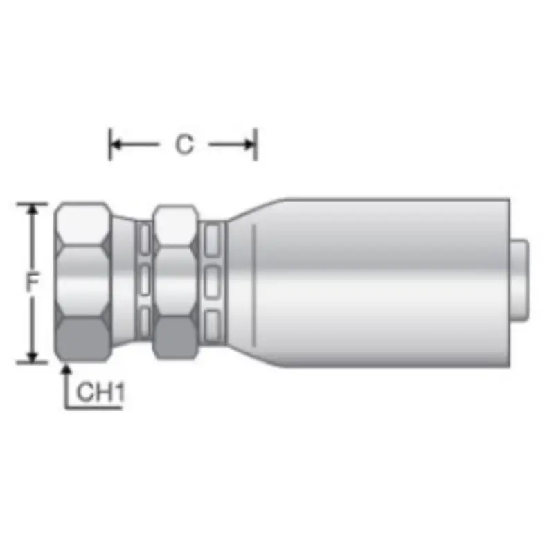 P-0608-Fjdh : Alfagomma Straight Steel Fitting, 3/8 (-06) Hose X 3/4-16 (-08) Female Jic 1