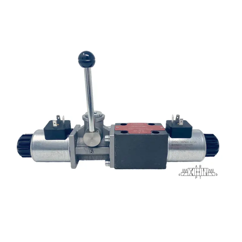 Rper3-063H11/12060E5/A19 : Argo Directional Control Valve W/ Override Lever, D03, 21Gpm, 5100Psi, 3P4w, 120 Vac, Din, Spring Centered, All Ports Open In Neutral 1
