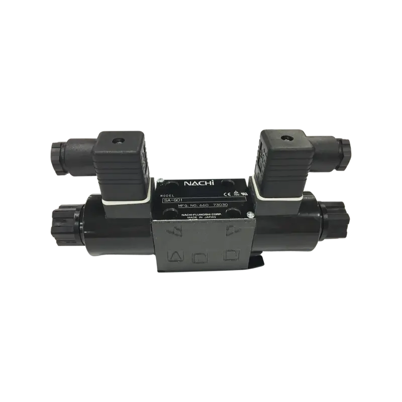 Sa-G01-A3x-R-D2-E31 : Nachi Solenoid Valve, 3P4w, D03 (Ng6), 21.1Gpm, 5075Psi, P To A, B To T In Neutral, 24 Vdc, Din 1